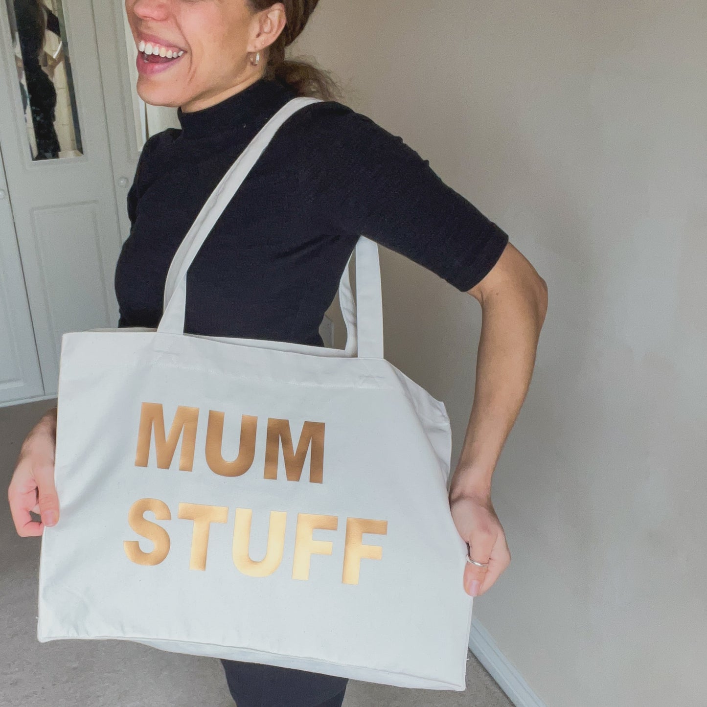 PERSONALISED NATURAL TOTE WITH BRONZE PRINT