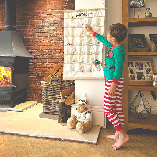 PERSONALISED LARGE NATURAL COTTON ADVENT CALENDAR