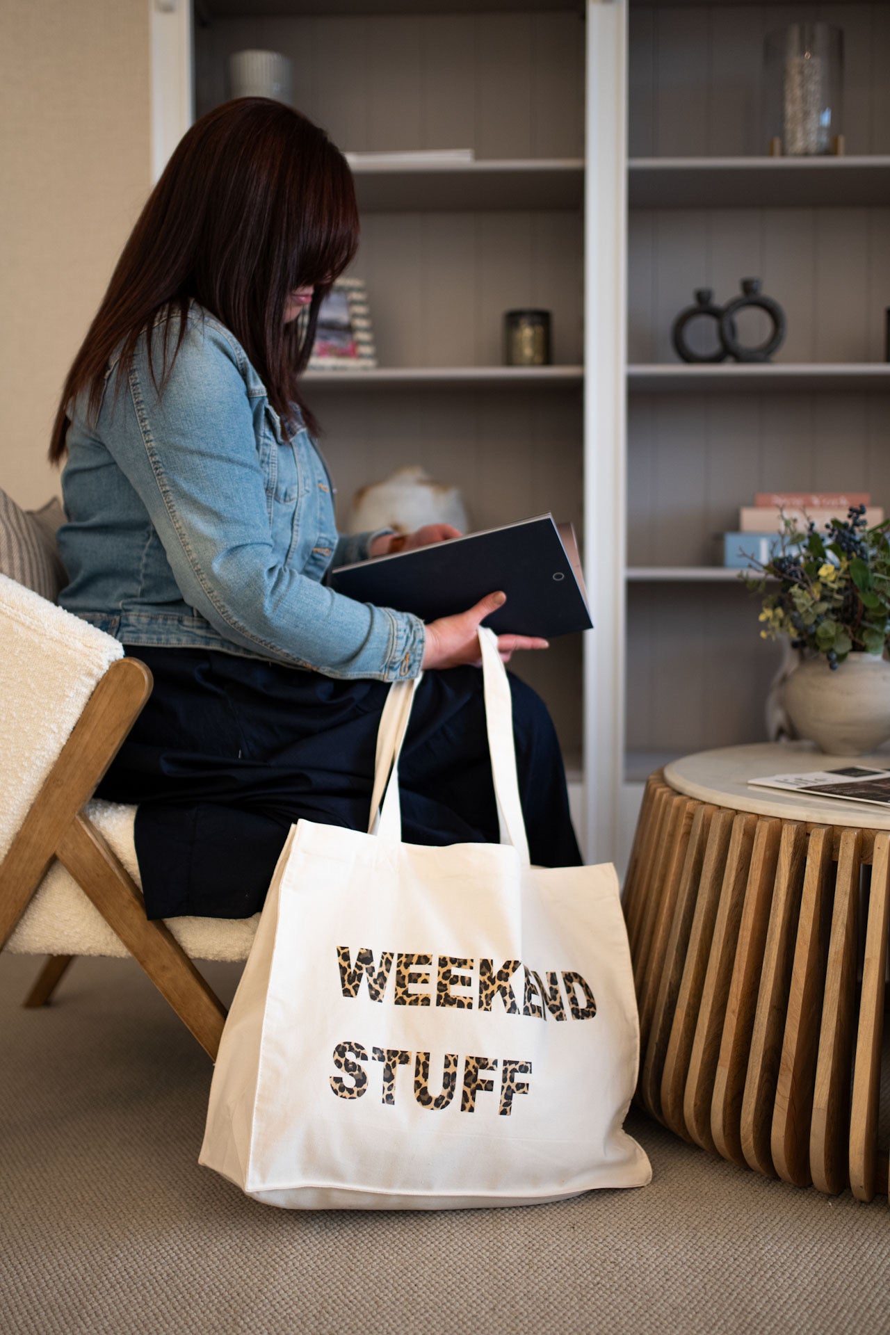 PERSONALISED NATURAL TOTE WITH LEOPARD PRINT