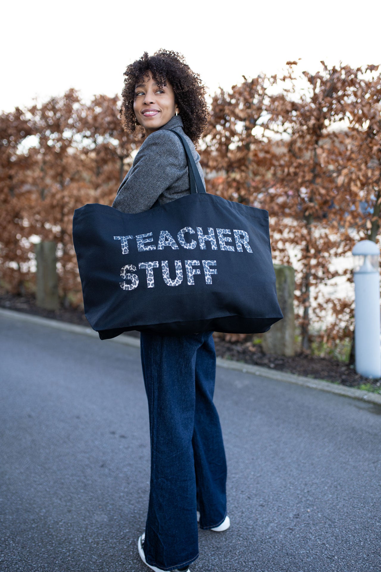 PERSONALISED BLACK EXTRA LARGE TOTE BAG