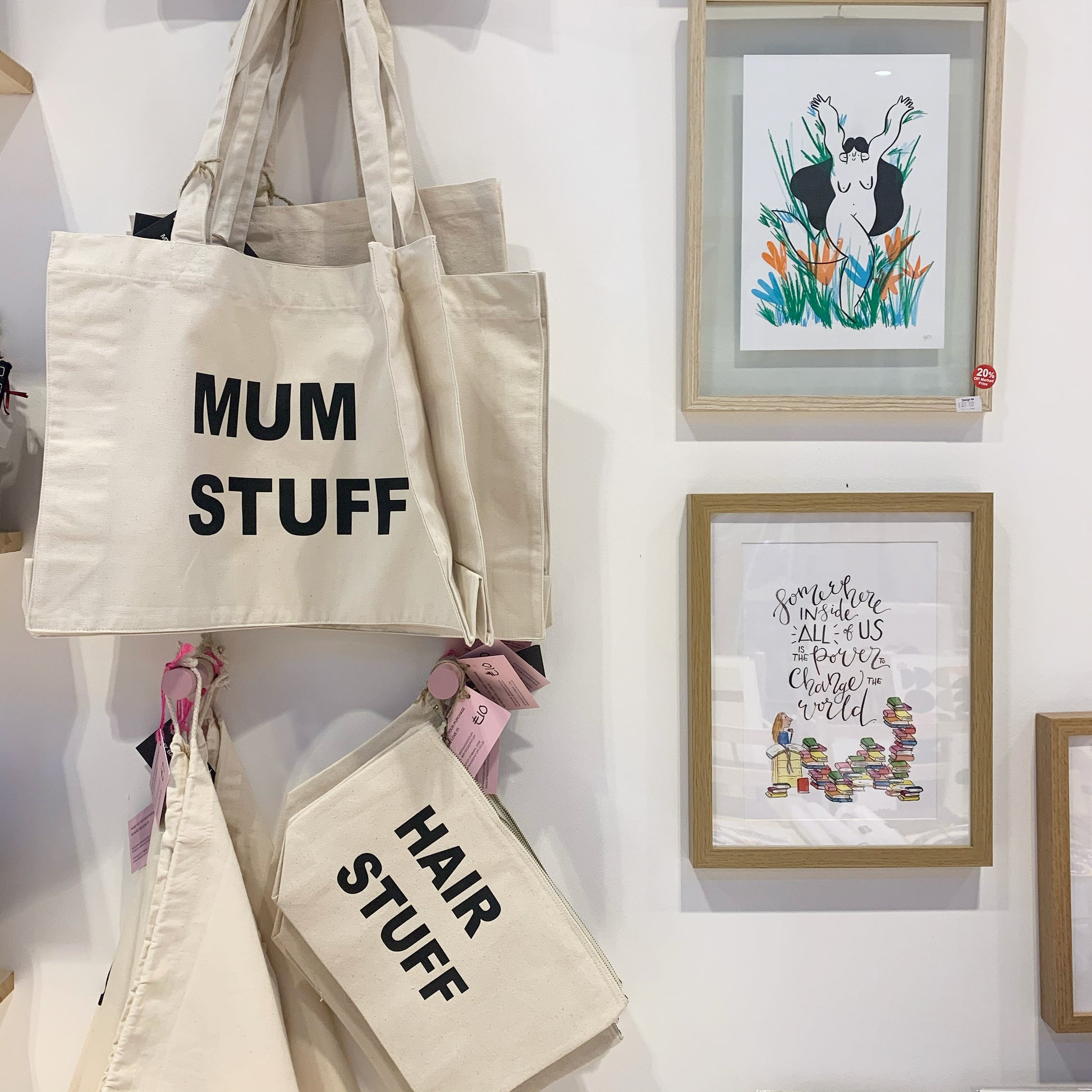 MUM STUFF LARGE NATURAL TOTE BAG