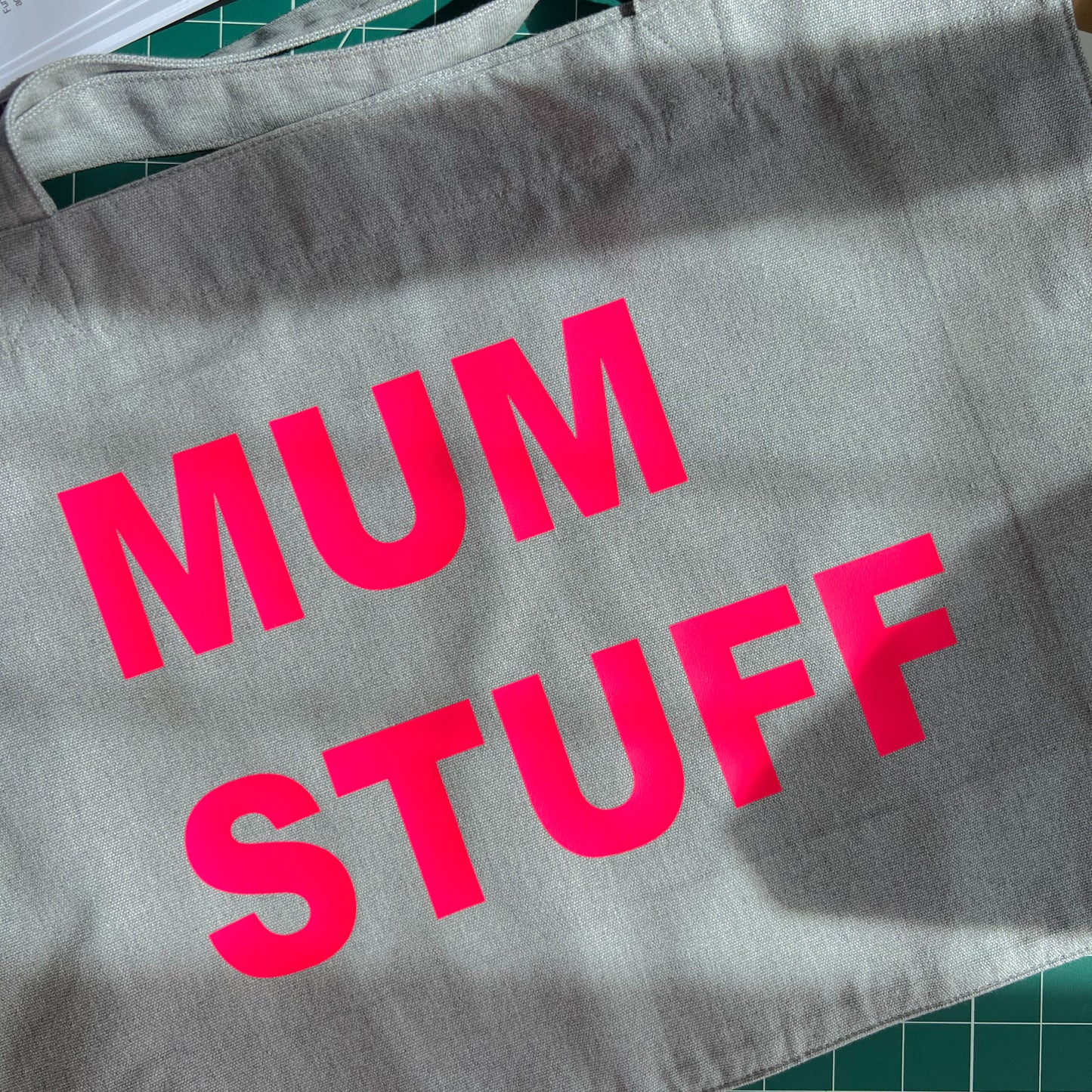 PERSONALISED GREY TOTE WITH NEON PINK PRINT