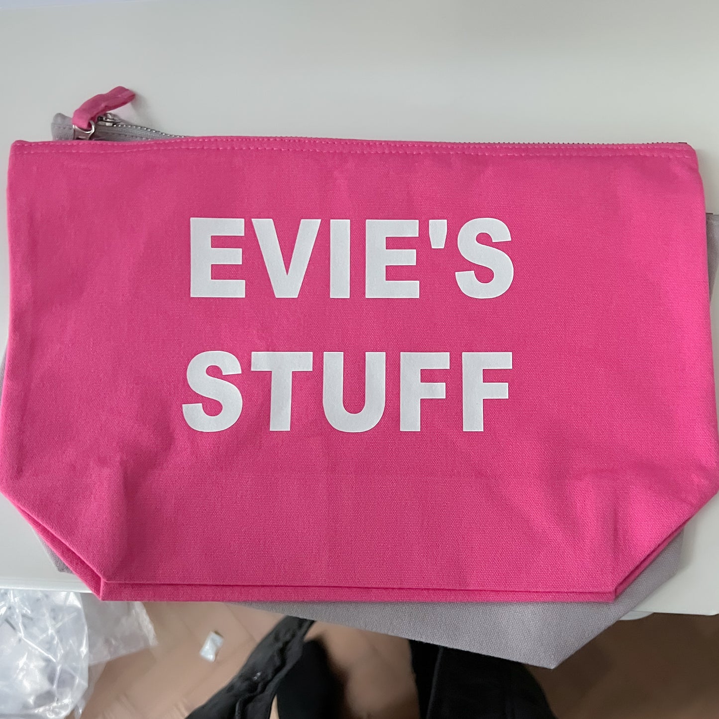 PERSONALISED LARGE PINK CANVAS POUCH