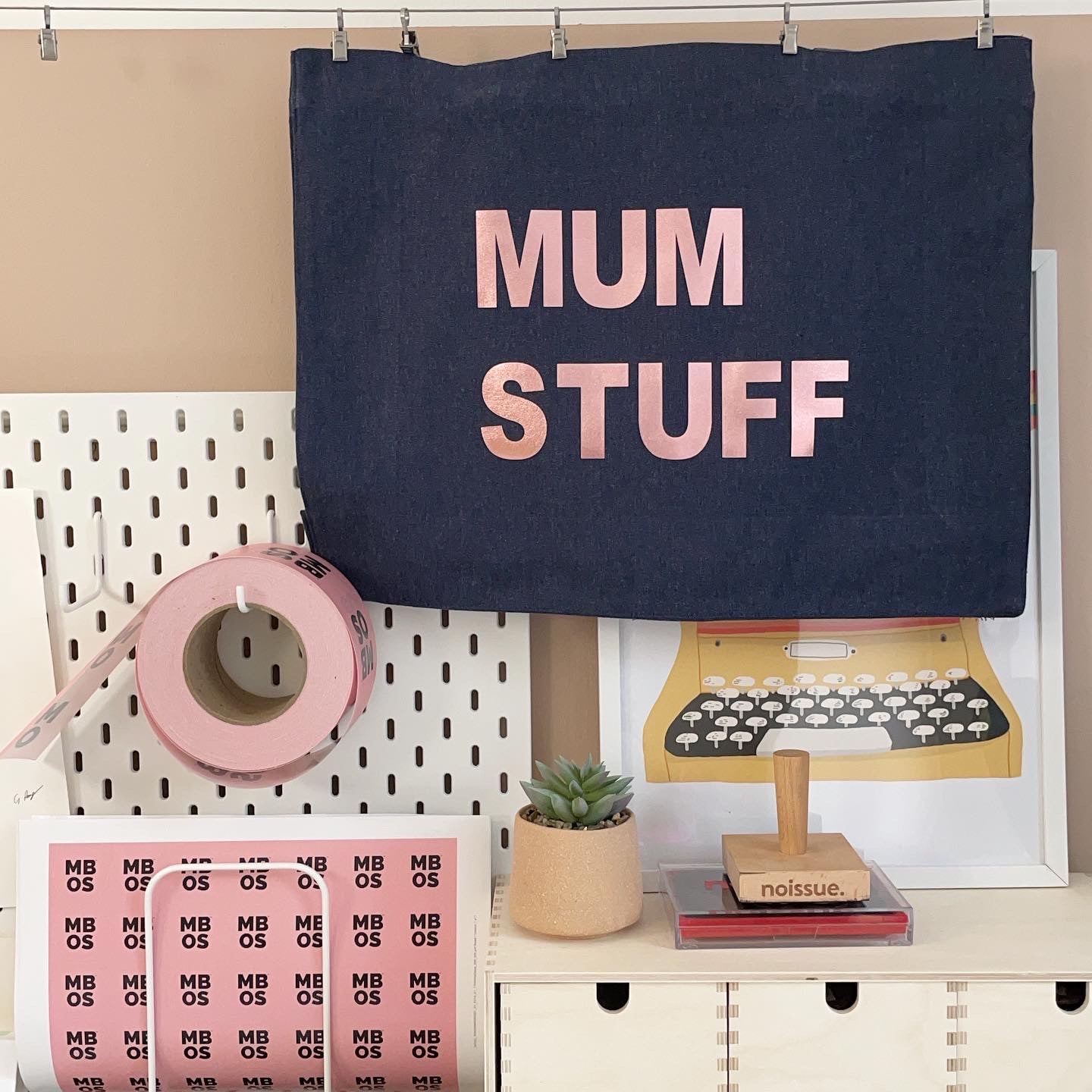 PERSONALISED DENIM BLUE TOTE WITH ROSE GOLD PRINT